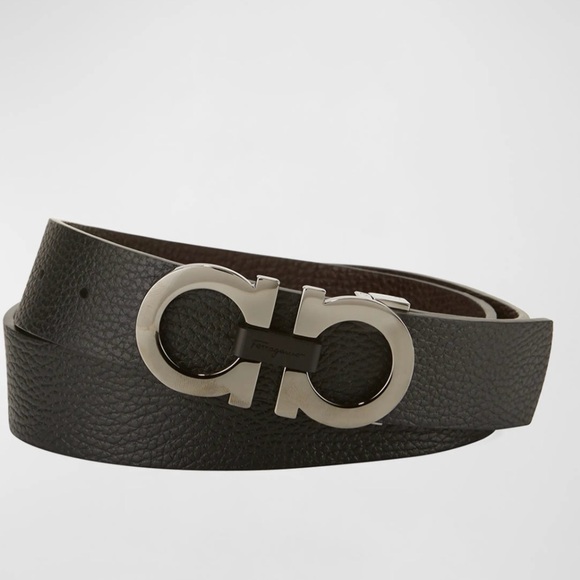 Ferragamo Ajustable & Reversible Double-Gancini Buckle Leather Belt 46 (115) NEW